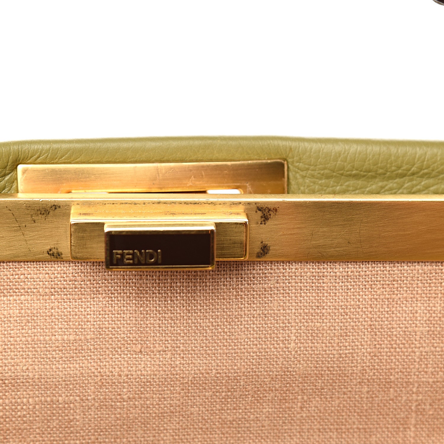 Fendi Cuoio Romano Selleria Large Peekaboo Iconic Satchel Muschio Moro 8 of 16