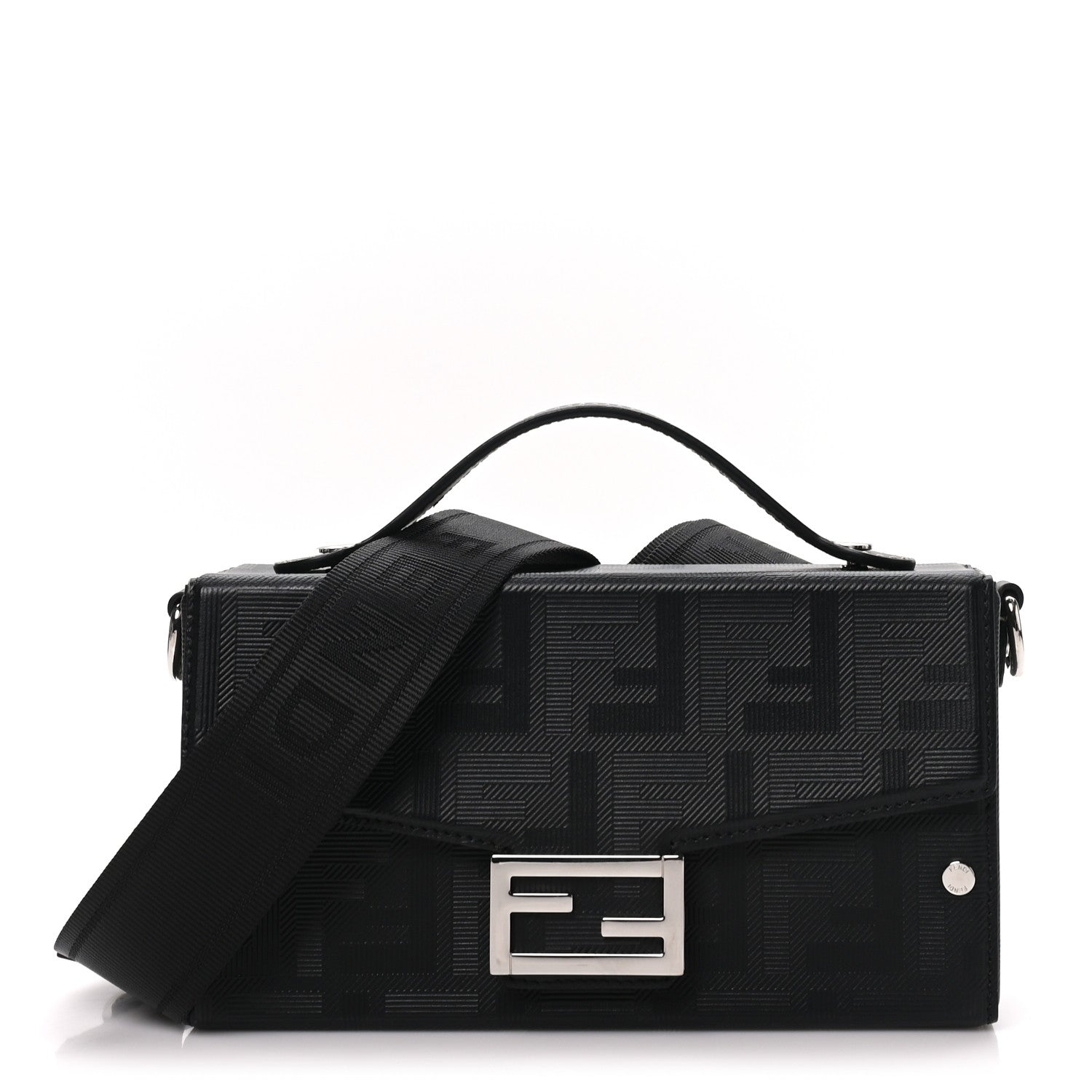 Fendi Vitello King FF Lines Embossed Baguette Soft Trunk Black 1 of 9