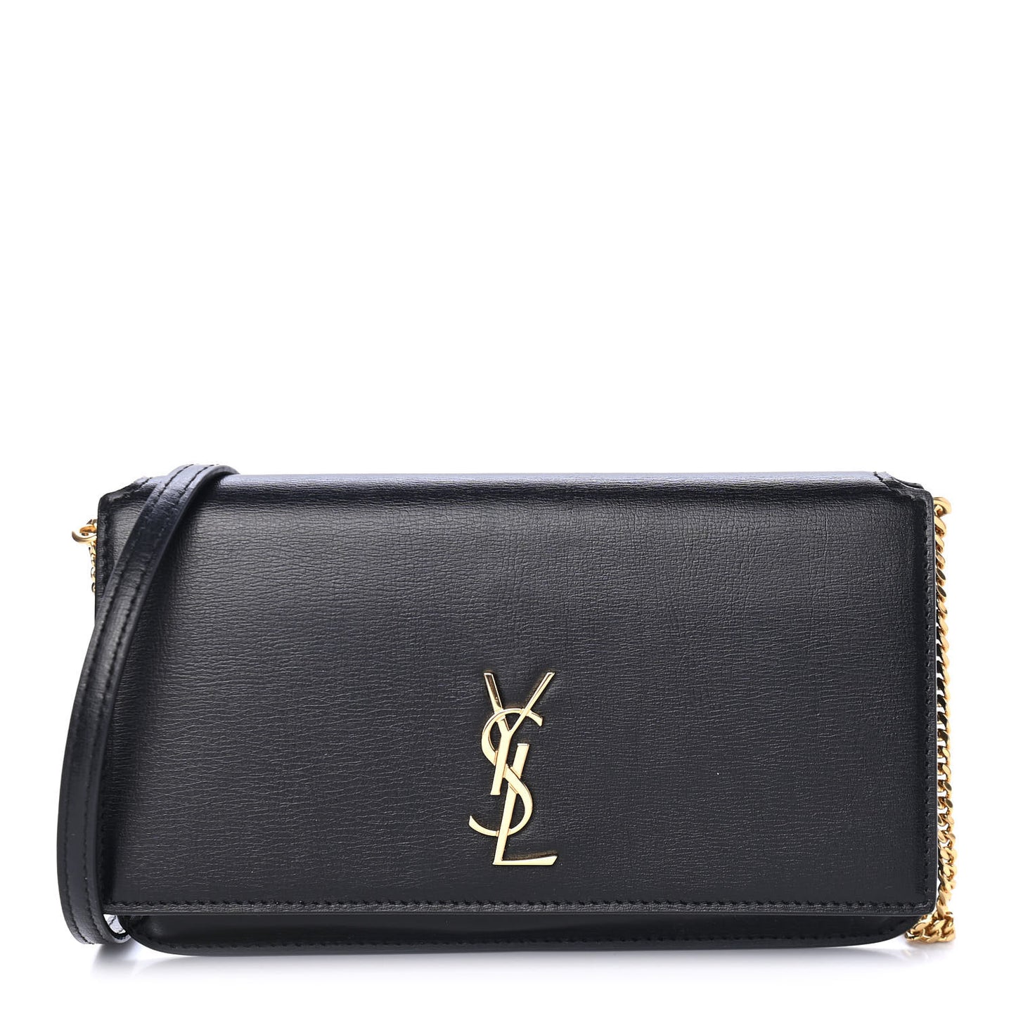 Smooth Calfskin Monogram Phone Holder Crossbody Black