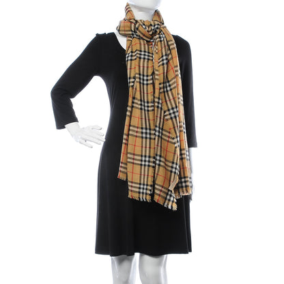 Burberry Cashmere Vintage Check Scarf Antique Yellow 2 of 5