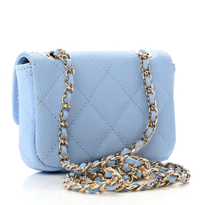 Chanel Caviar Quilted Mini Chain Belt Bag Light Blue 2 of 7