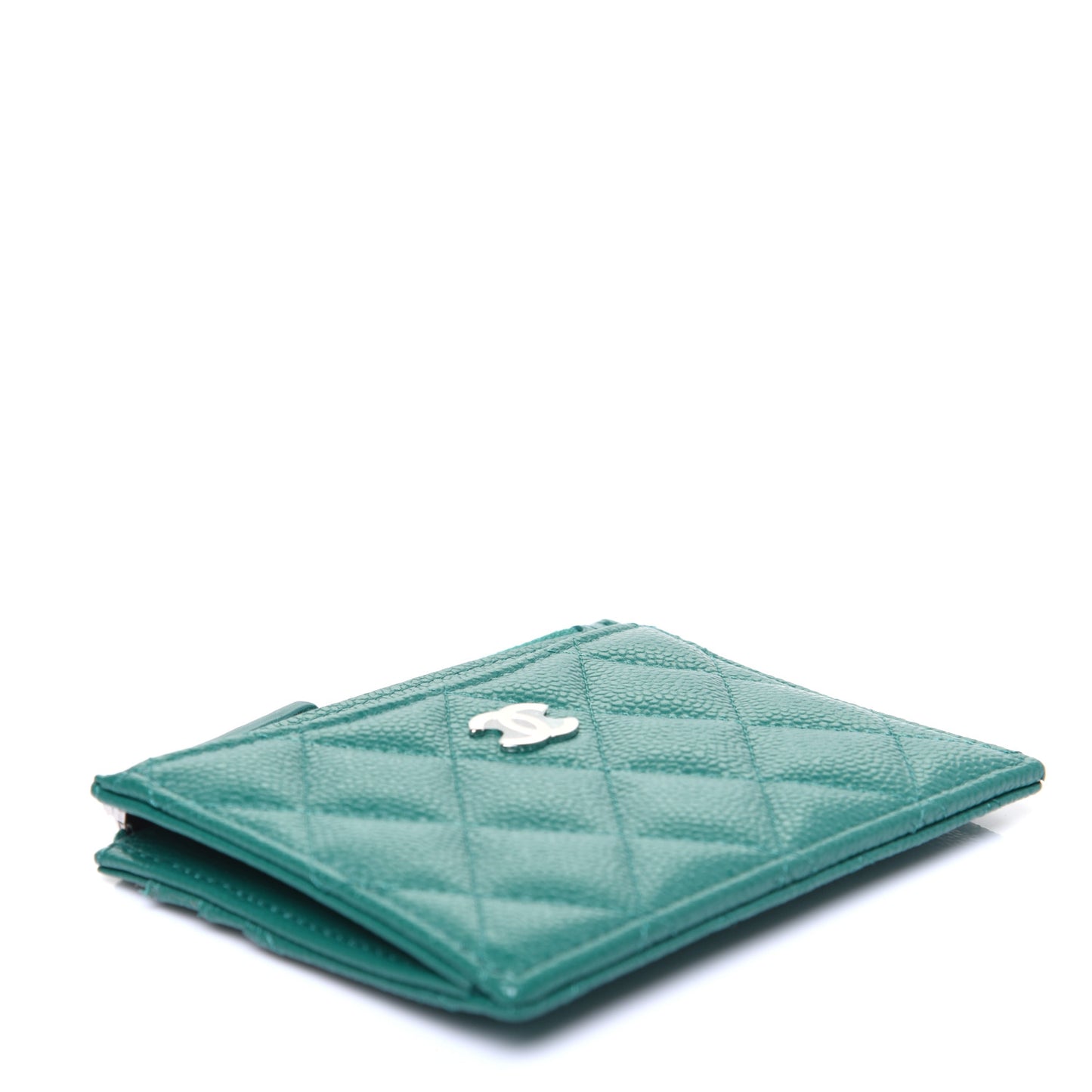 Caviar Quilted CC Zip Card Holder Green