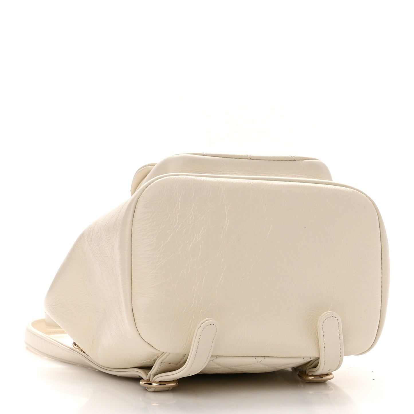 Glazed Aged Calfskin Quilted Small Duma Drawstring Backpack White
