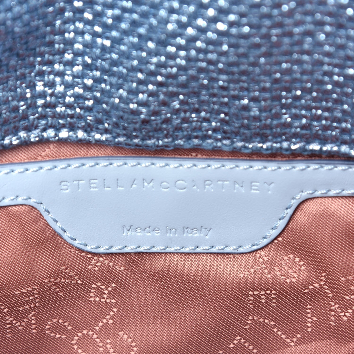 Stella McCartney Metallic Woven Raffia Mini Falabella Fold Over Blue 6 of 9
