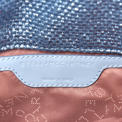 Stella McCartney Metallic Woven Raffia Mini Falabella Fold Over Blue 6 of 9