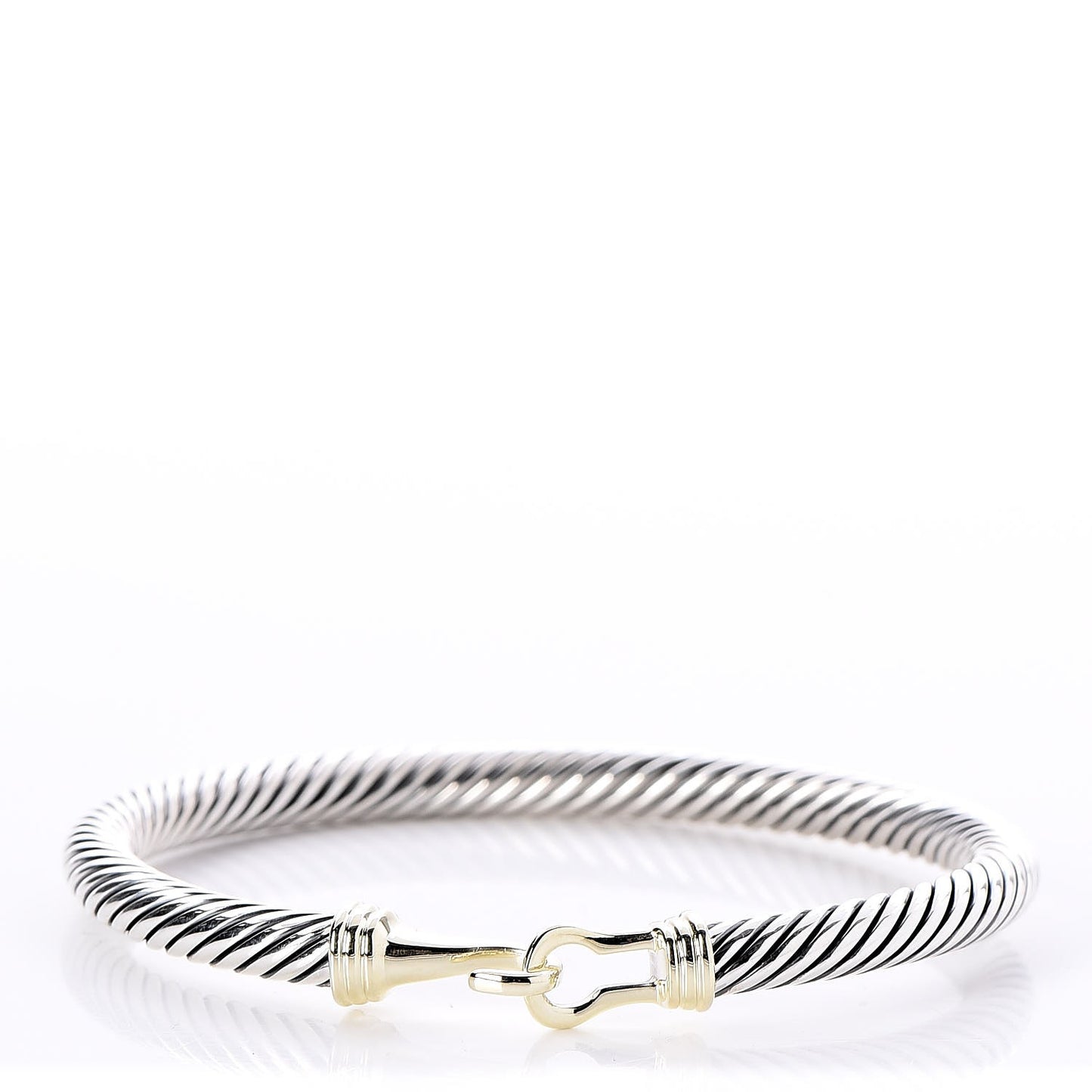 Sterling Silver 14K Yellow Gold 5mm Cable Classic Buckle Bracelet