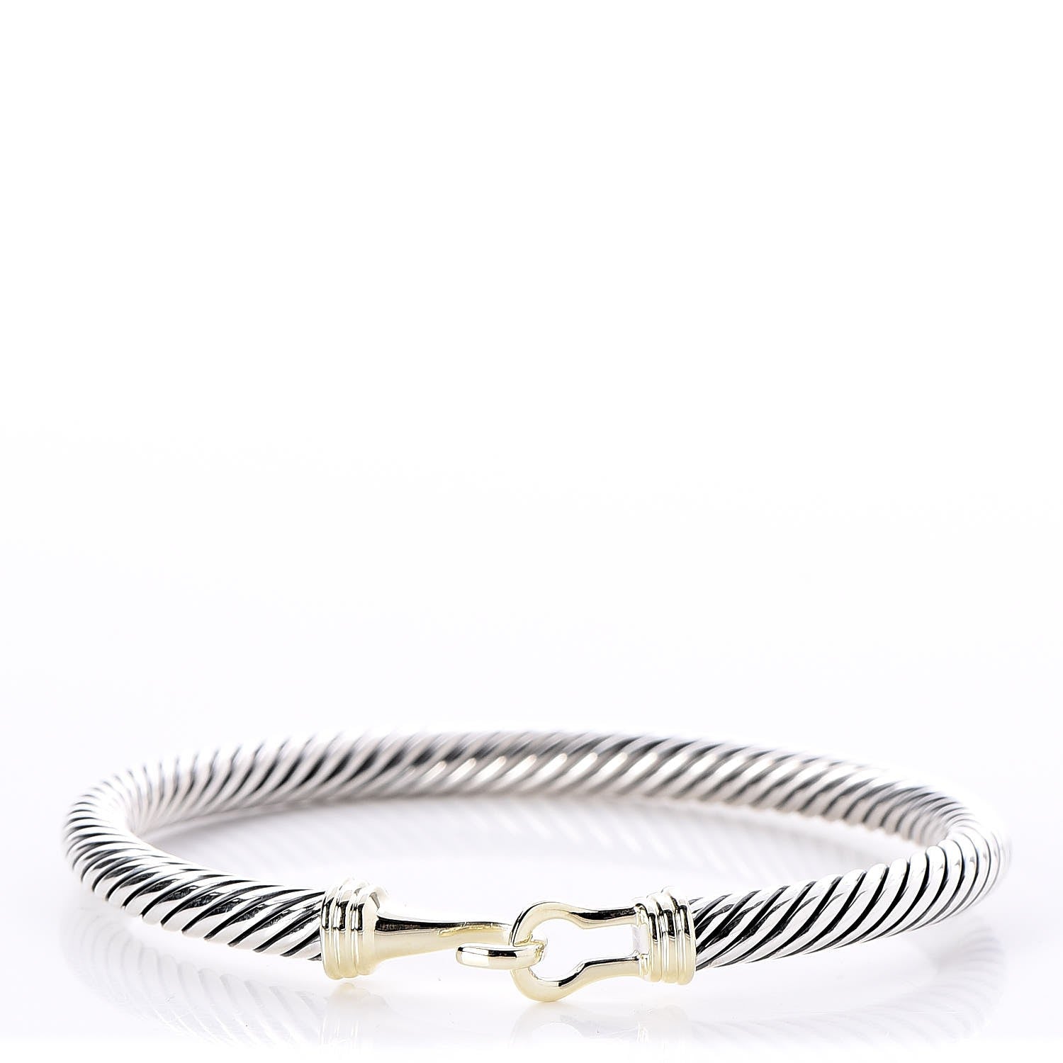 David Yurman Sterling Silver 14K Yellow Gold 5mm Cable Classic Buckle Bracelet 1 of 4