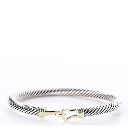 David Yurman Sterling Silver 14K Yellow Gold 5mm Cable Classic Buckle Bracelet 1 of 4