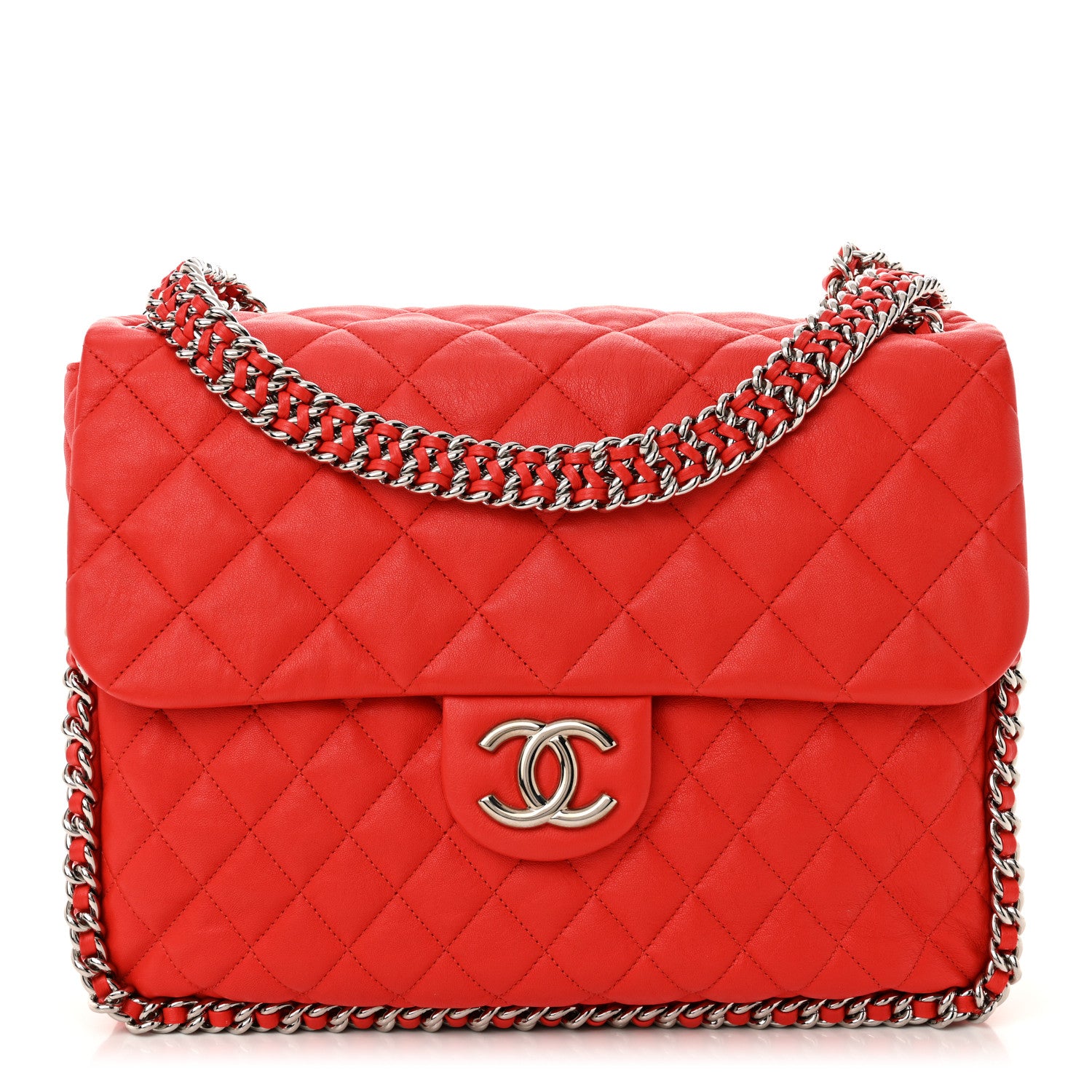 Chanel Washed Lambskin Quilted Maxi Chain Around Flap Red 1 of 12