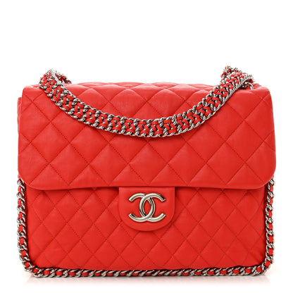 Chanel Washed Lambskin Quilted Maxi Chain Around Flap Red 1 of 12
