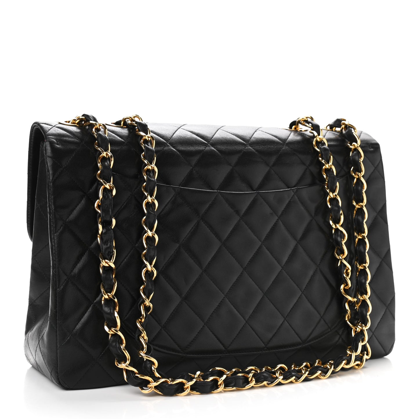 Lambskin Quilted XL Jumbo Single Flap Black