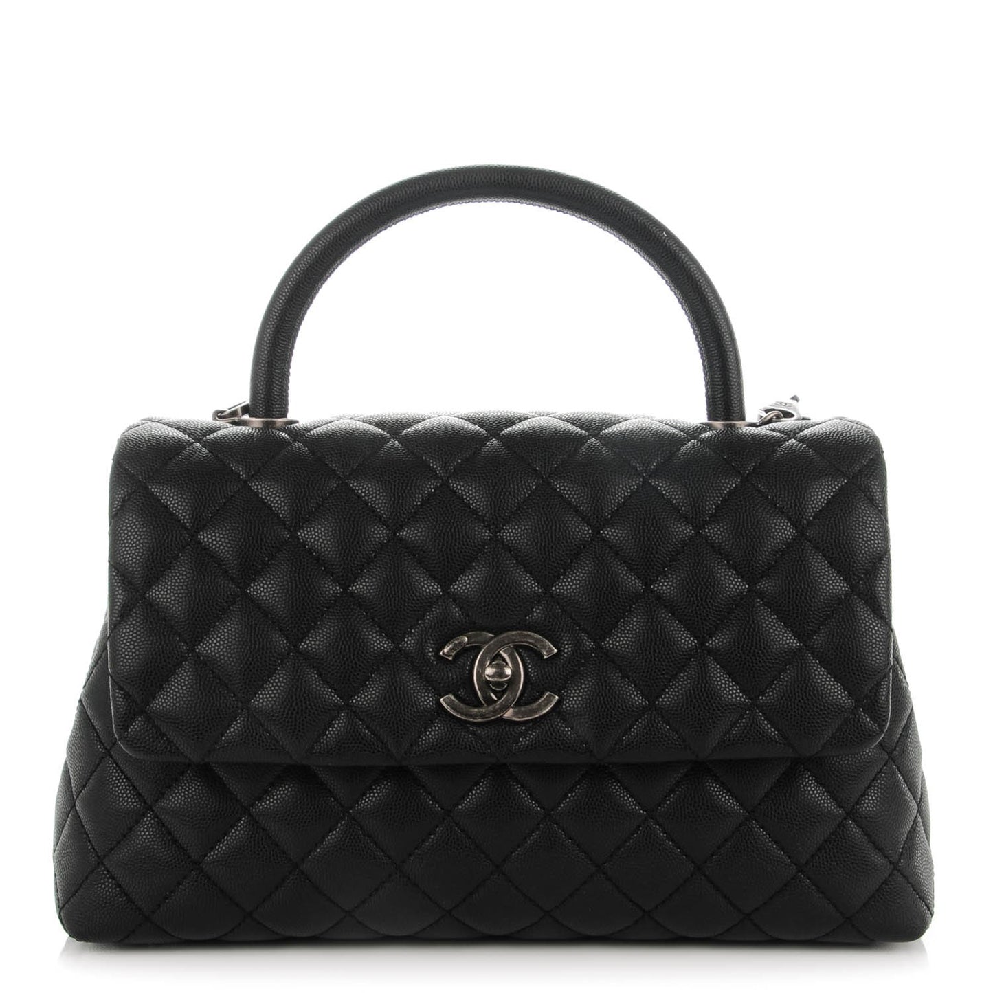 Caviar Quilted Small Coco Handle Flap Black