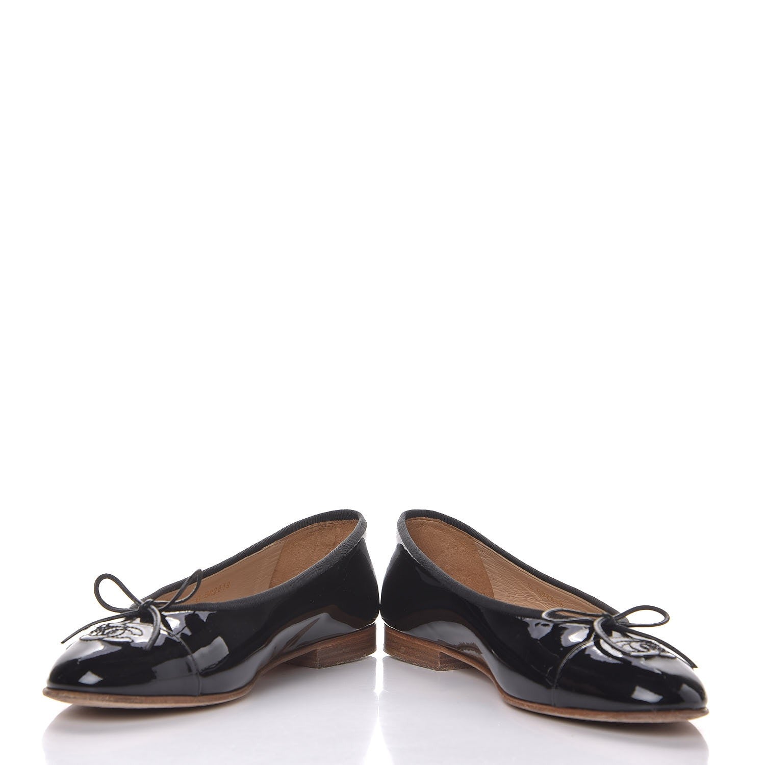 Chanel Patent CC Cap Toe Ballerina Flats 38 Black 5 of 11