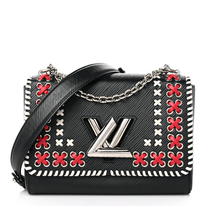 Louis Vuitton Epi Embroidered Twist Shoulder Bag MM Black 3 of 13