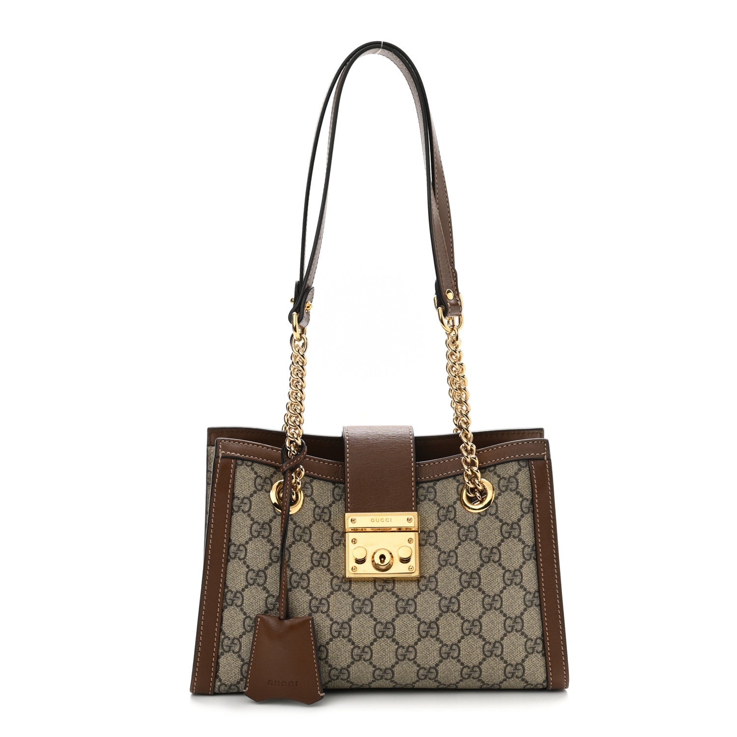Gucci GG Supreme Monogram Calfskin Small Padlock Tote Beige Ebony Tuscany 1 of 11