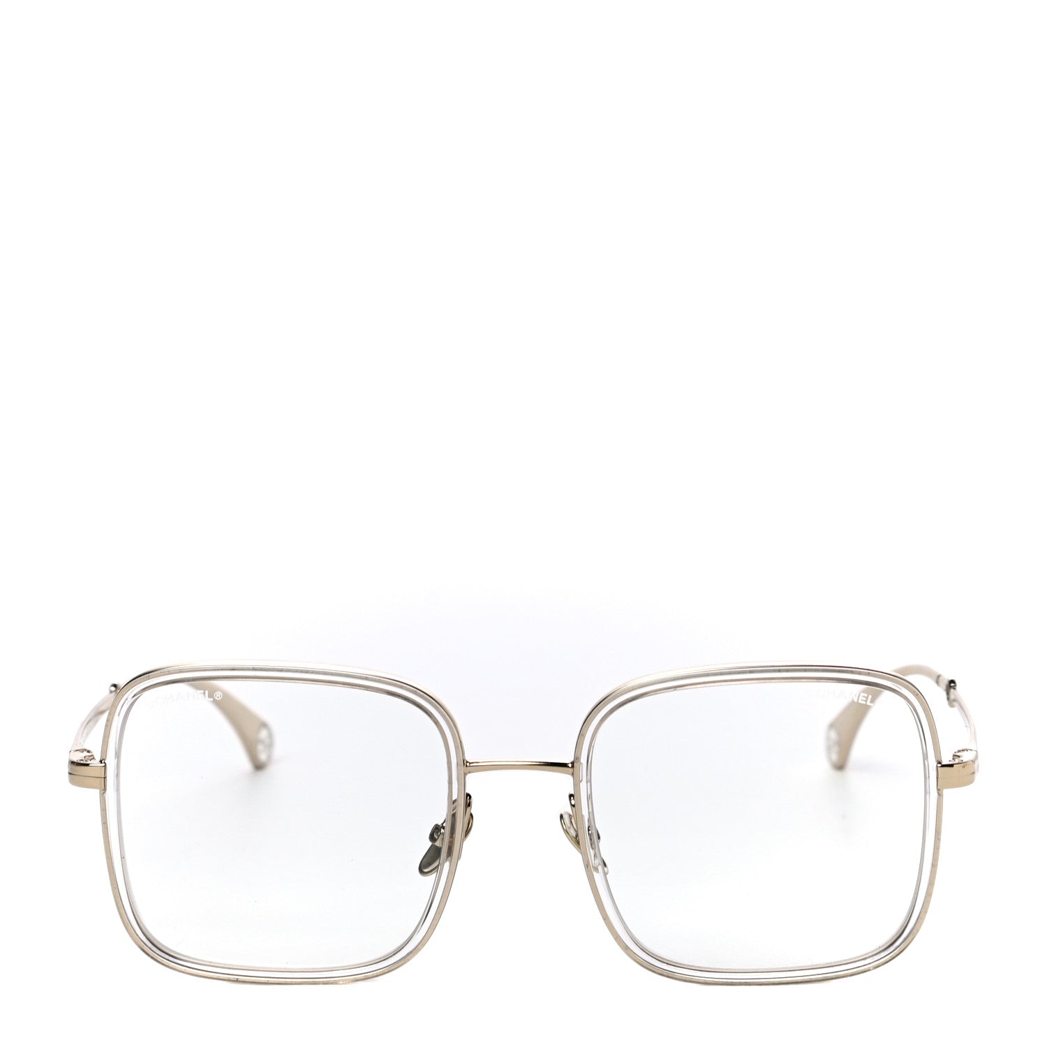 Chanel Metal Removable Pearl Chain Square Eyeglasses 2195-S Silver 4 of 6