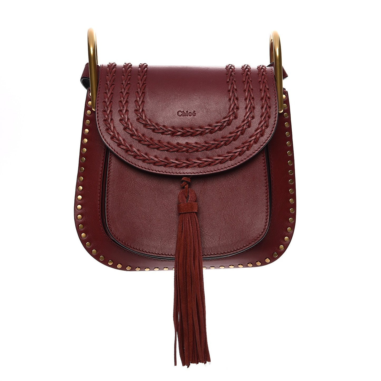 Calfskin Braided Small Hudson Shoulder Bag Sienna Red