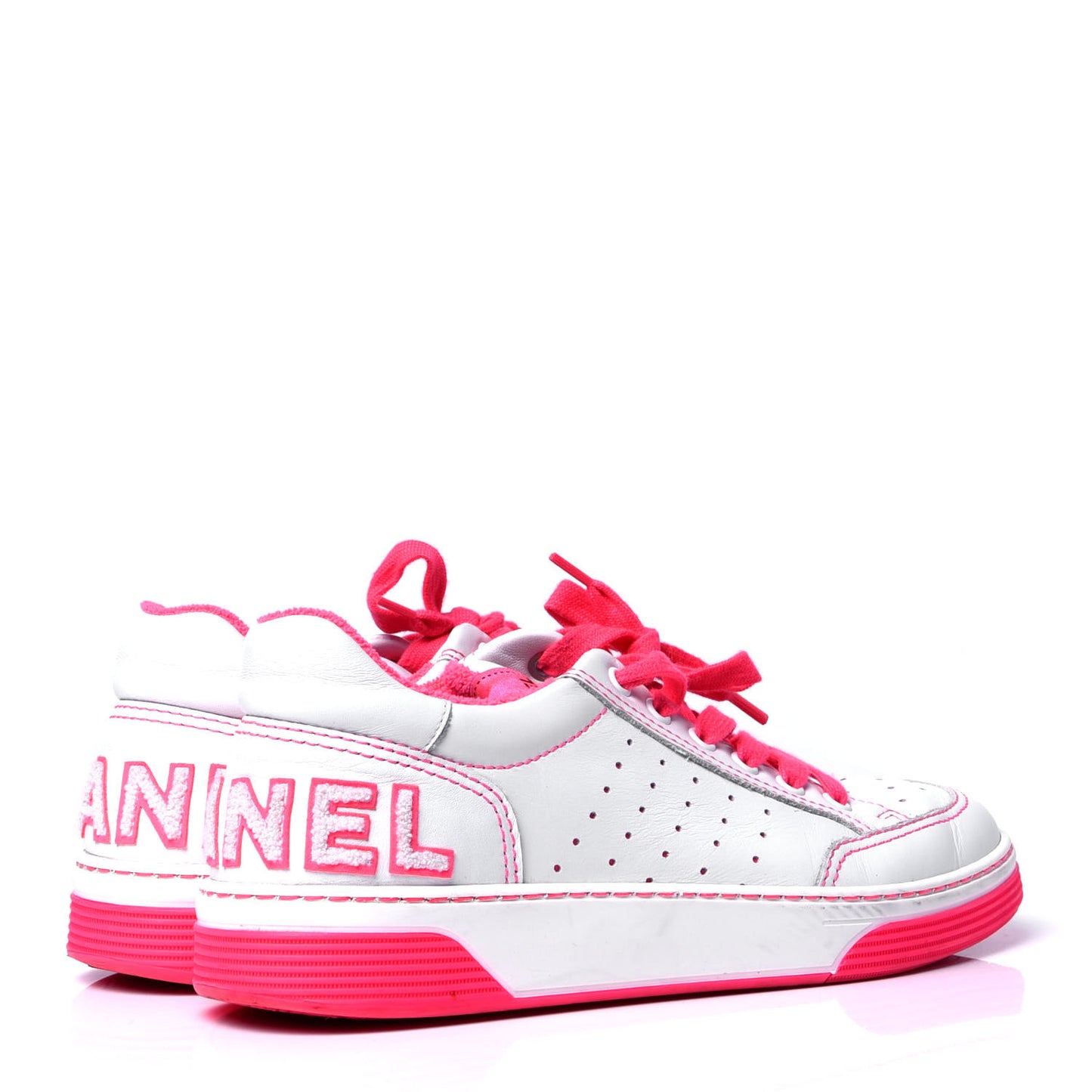 Calfskin Womens Logo Sneakers 39.5 Fuchsia White
