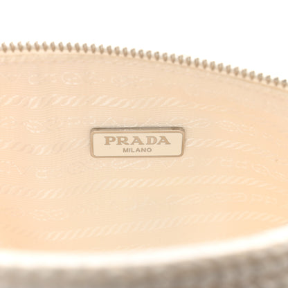 Prada Yarn Raffia Effect Crochet Triangle Shoulder Bag White 7 of 9