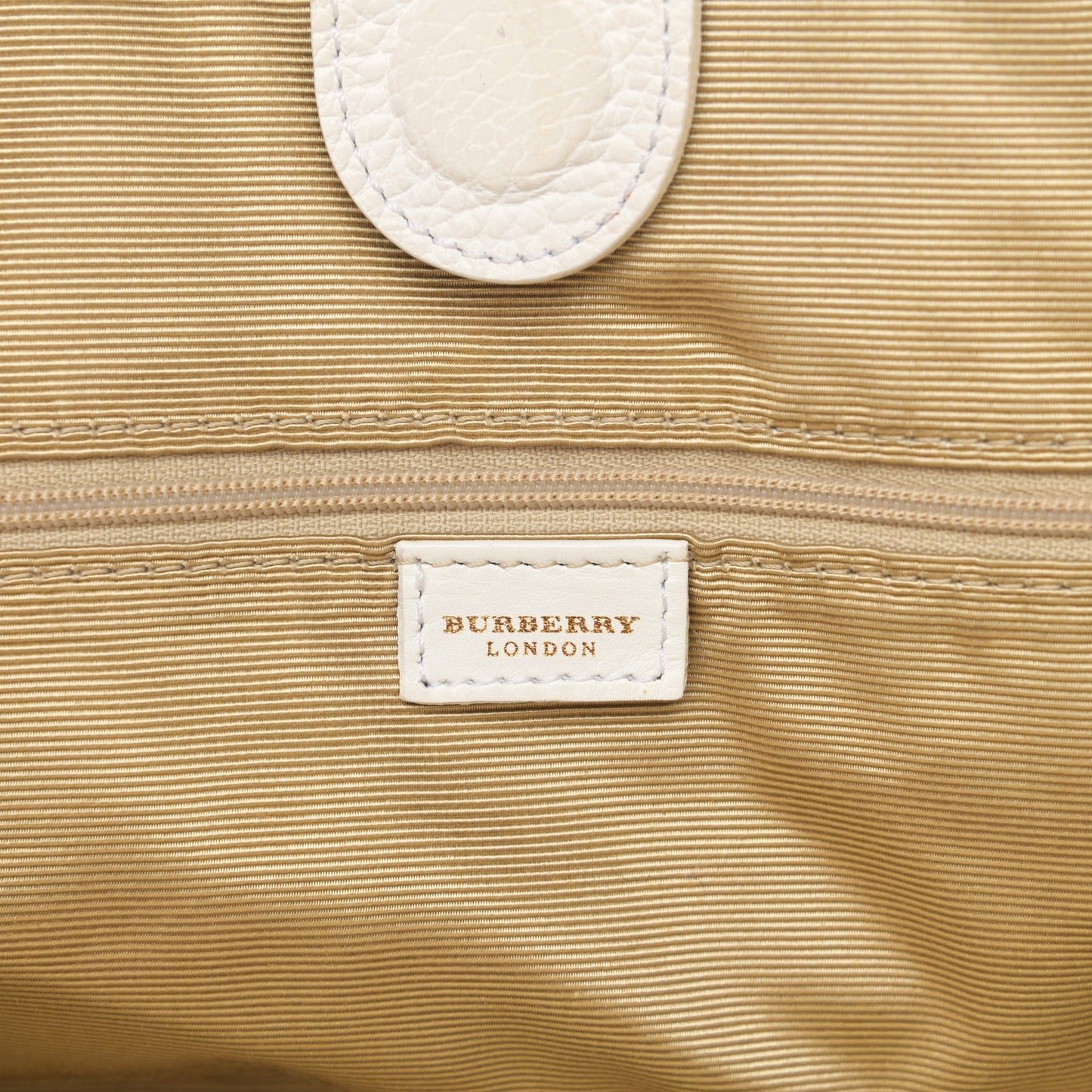 Signature Grain Calfskin Check Embossed Tote White