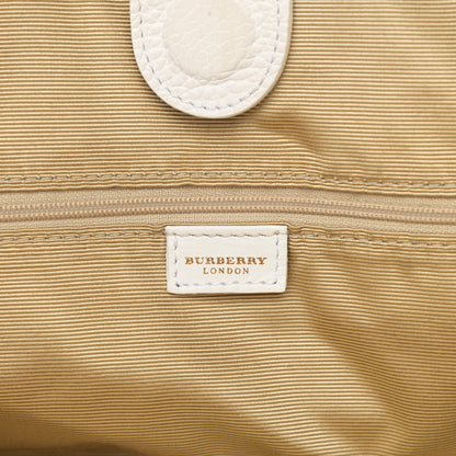 Burberry Signature Grain Calfskin Check Embossed Tote White 6 of 19