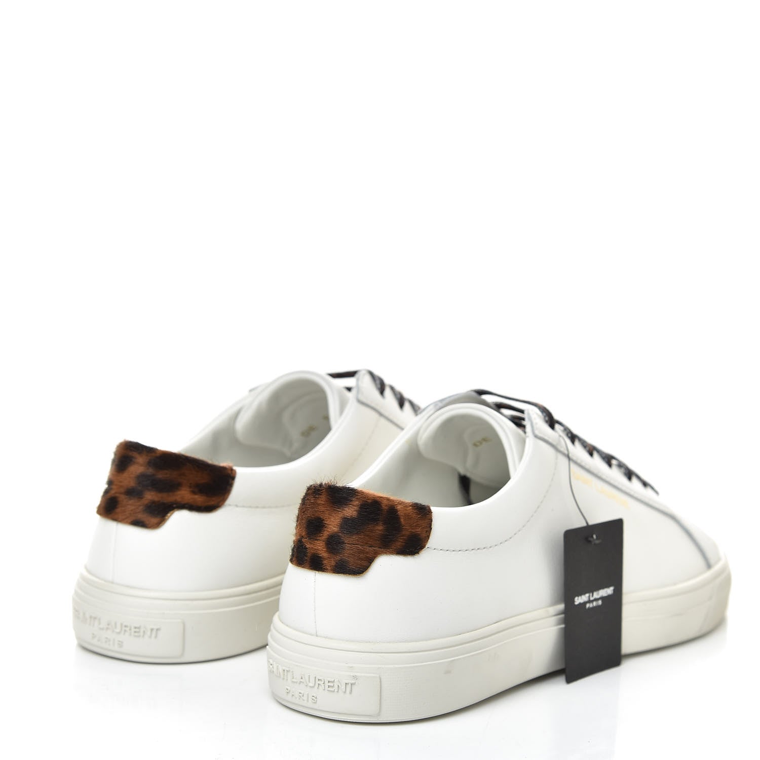 Saint Laurent Calfskin Leopard Print Andy Low Top Sneakers 36.5 White 4 of 9