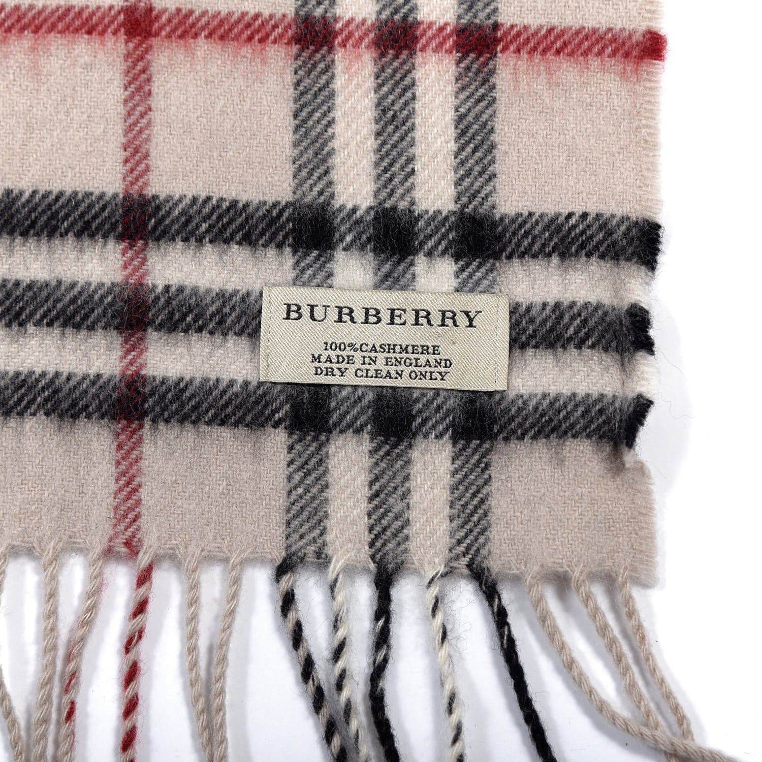 Burberry Cashmere House Check Fringe Scarf Beige 3 of 4