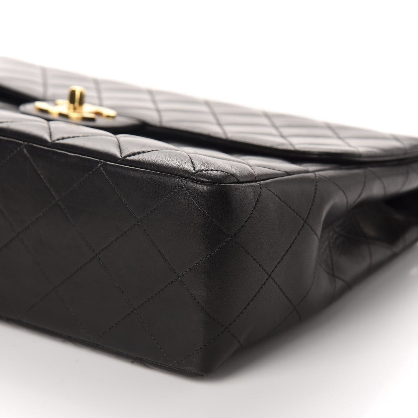Lambskin Quilted Jumbo Single Flap Black