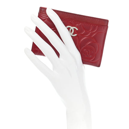 Chanel Lambskin Camellia Embossed Card Holder Red 2 of 11