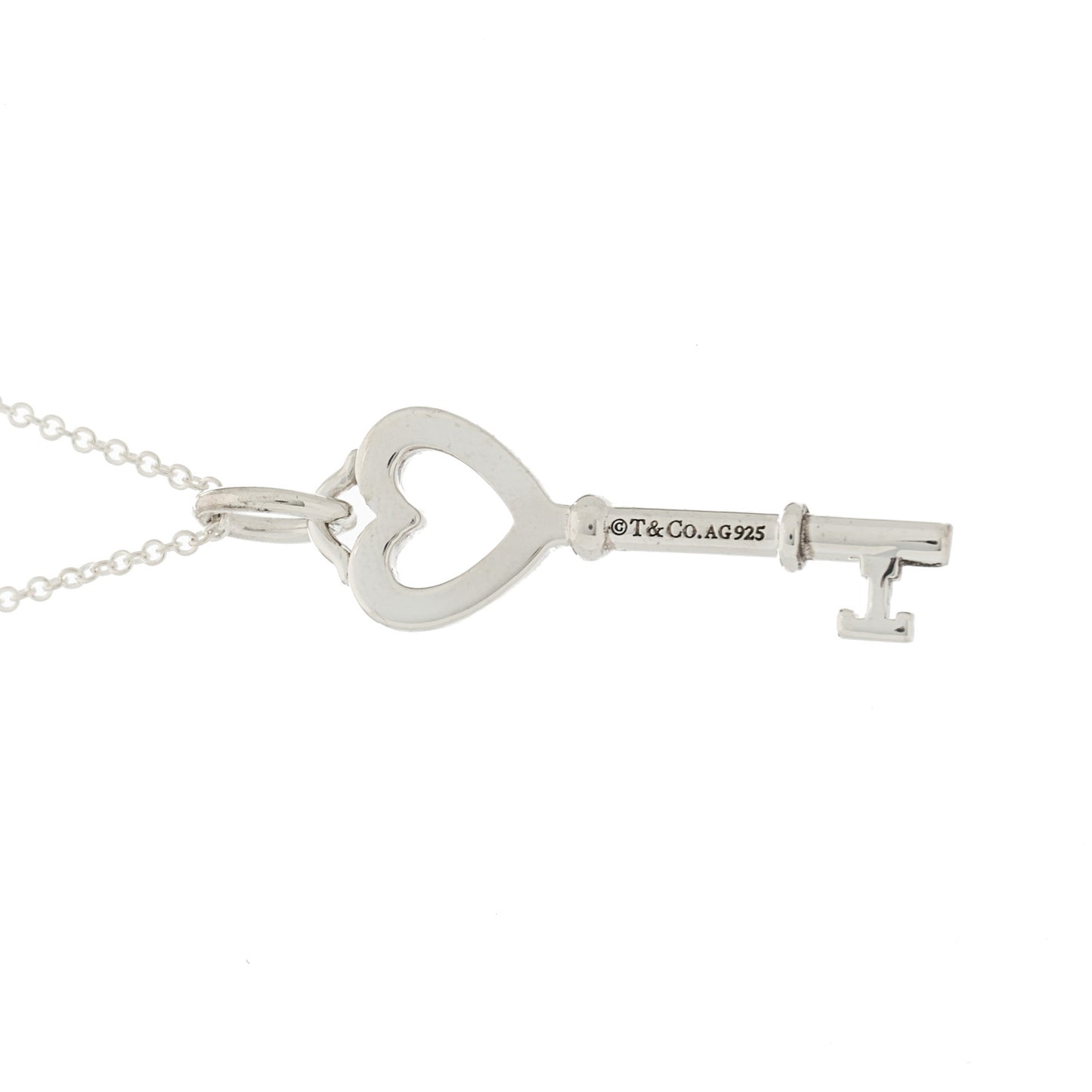 Sterling Silver Small Heart Key Pendant Necklace