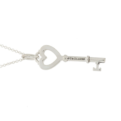 Tiffany Sterling Silver Small Heart Key Pendant Necklace 5 of 7