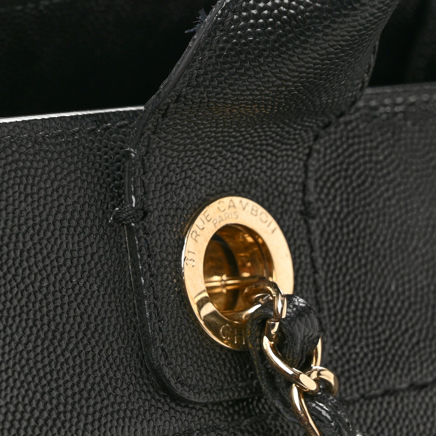 Caviar Large Studded Deauville Tote Black