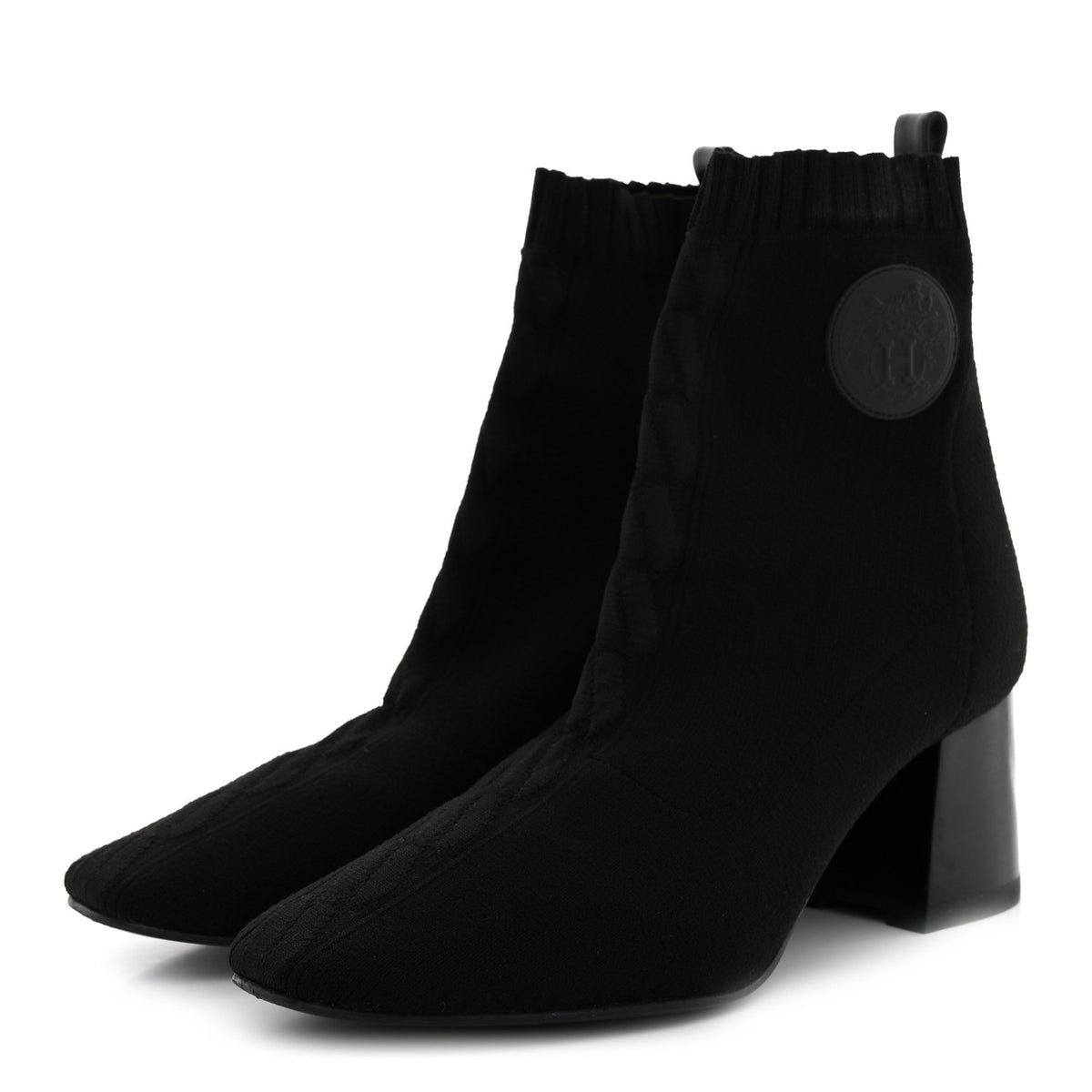Knit Calfskin Volver 60 Ankle Boots 38 Black
