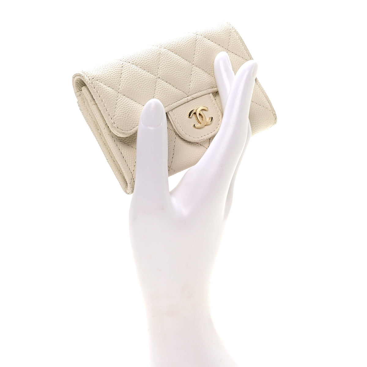 Chanel Caviar Quilted Flap Card Holder Wallet White 3 of 18