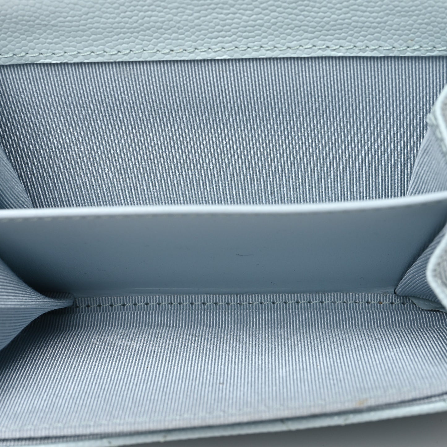 Caviar Quilted Flap Card Holder Wallet Light Blue