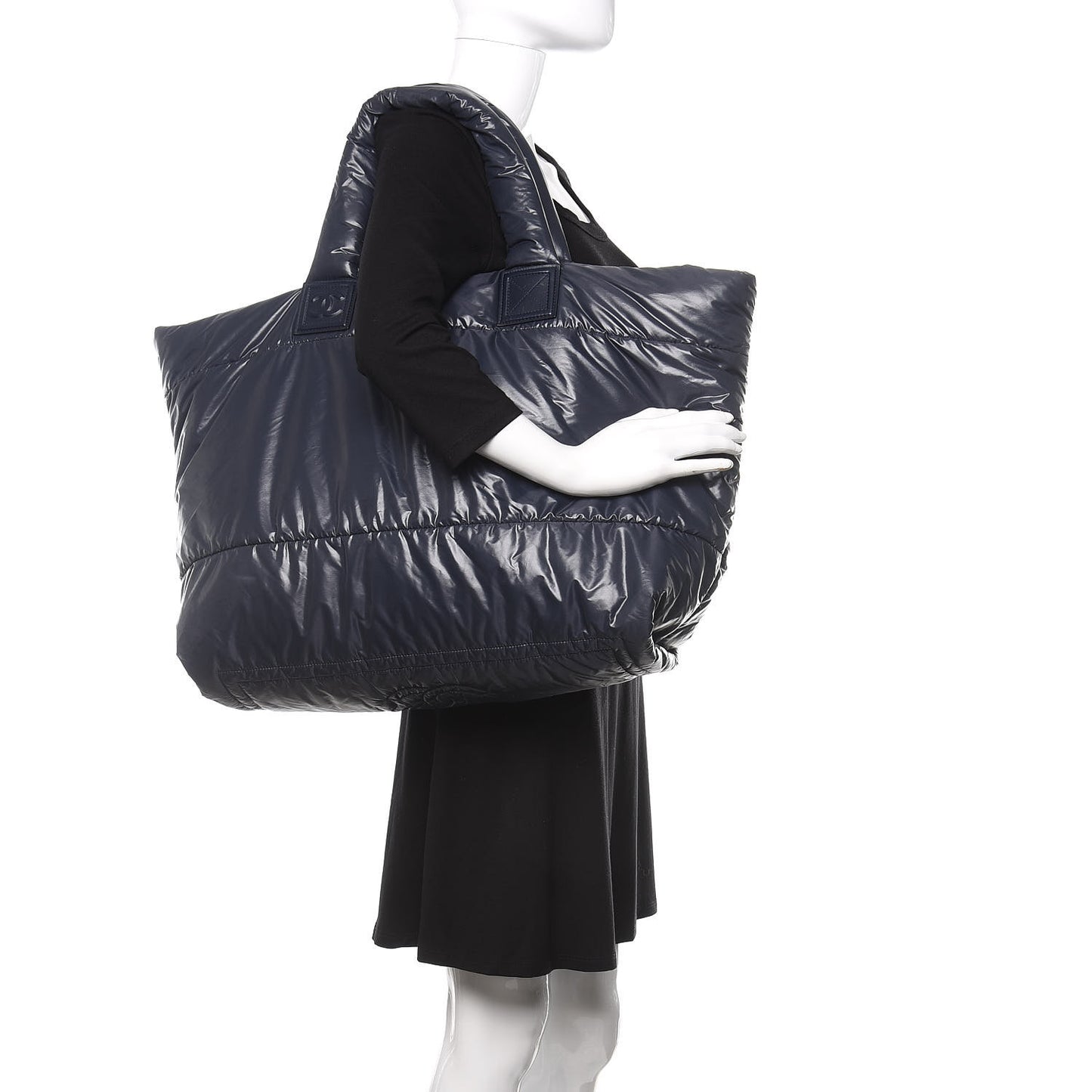 Nylon Coco Cocoon Large Reversible Tote Dark Blue