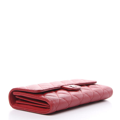 Chanel Caviar Quilted Large Gusset Flap Wallet Dark Red 4 of 11