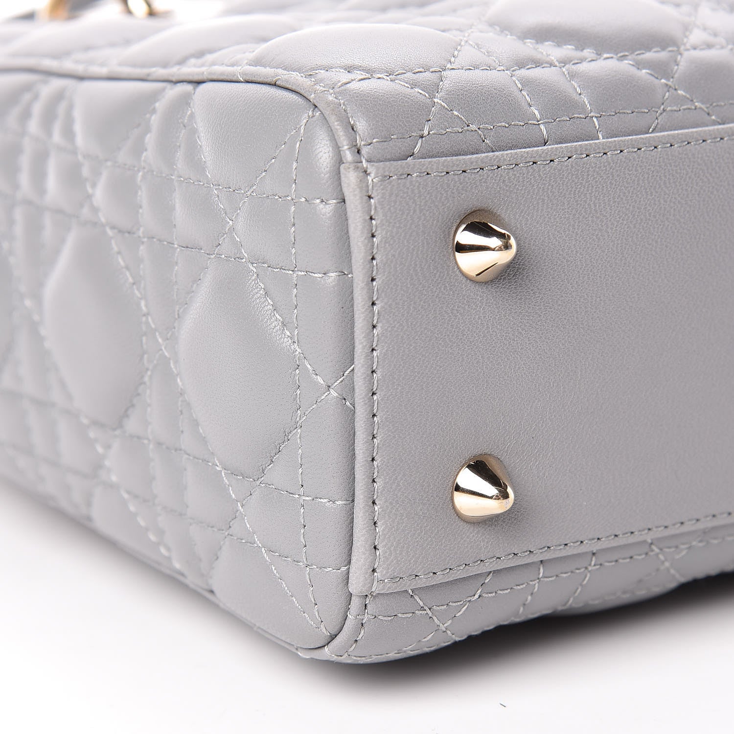 Christian Dior Lambskin Cannage Small My Lady Dior Gris 9 of 12