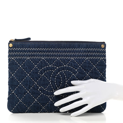 Chanel Denim Quilted Cosmetic Case Blue 2 of 8