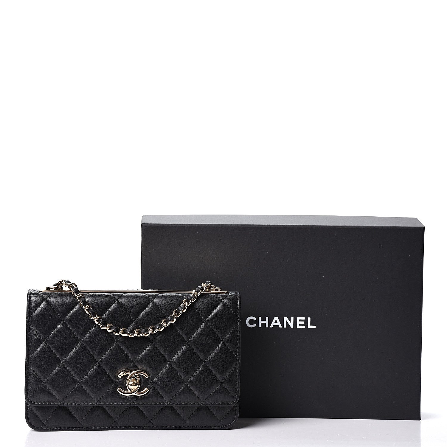 Chanel Lambskin Quilted Trendy CC Wallet On Chain WOC Black 10 of 10