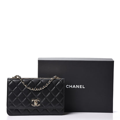 Chanel Lambskin Quilted Trendy CC Wallet On Chain WOC Black 10 of 10