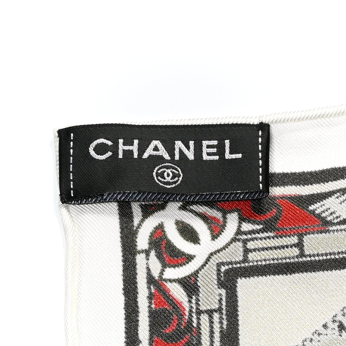 Silk CC Square Scarf White Multicolor Red