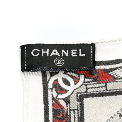 Chanel Silk CC Square Scarf White Multicolor Red 3 of 3