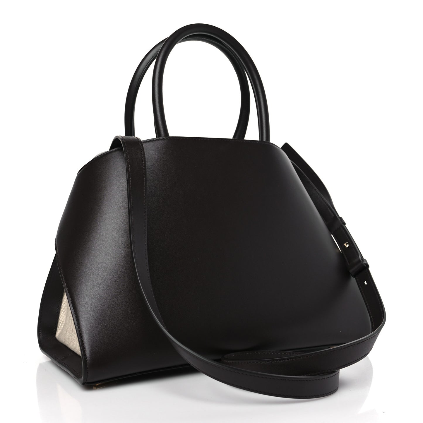 Calfskin Canvas Medium Hug Bag Natural Testa Di Moro