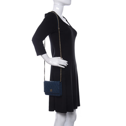 Chanel Lambskin Quilted Infinity Wallet On Chain WOC Blue 2 of 13
