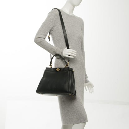 Fendi Vitello Seta Shiny Nappa Medium Peekaboo Iconic Satchel Black 9 of 14