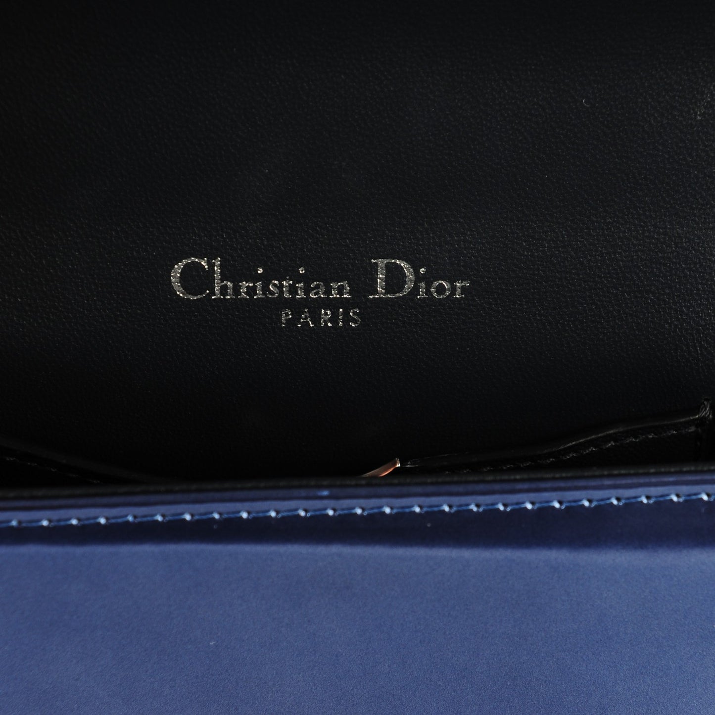 Metallic Patent Micro-Cannage Baby Diorama Flap Bag Bleu