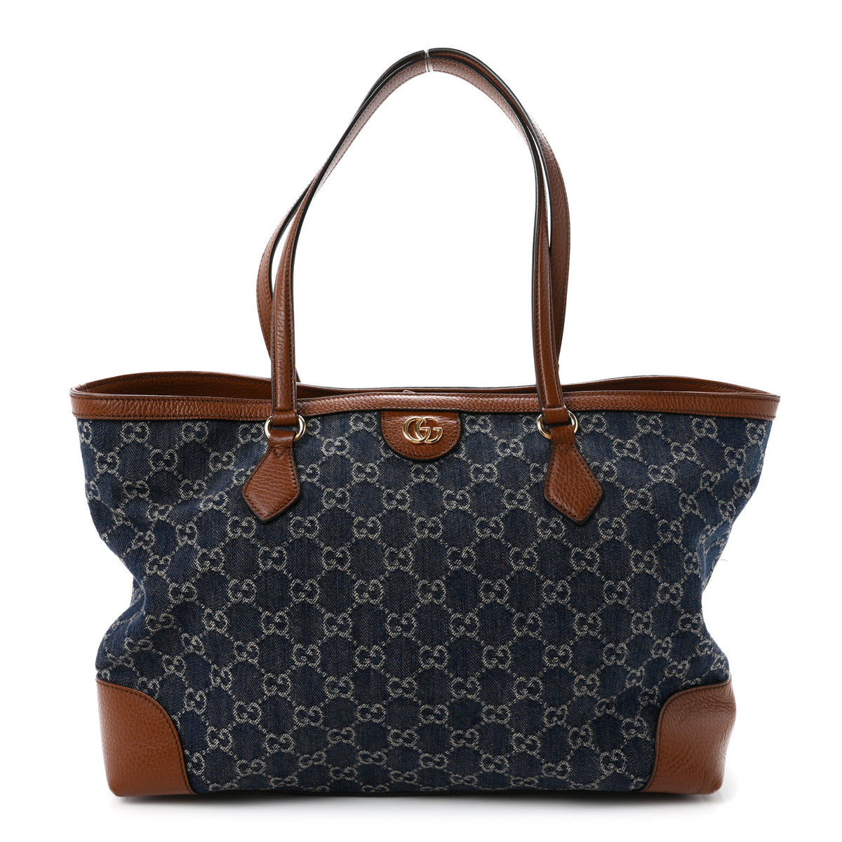 Gucci New Denim GG Monogram Medium Ophidia Shopping Tote Blue Tea Cuir 1 of 11