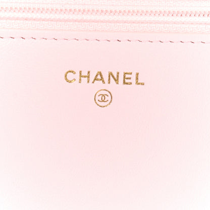 Chanel Lambskin Quilted Pearl Wallet On Chain WOC Pink 9 of 22