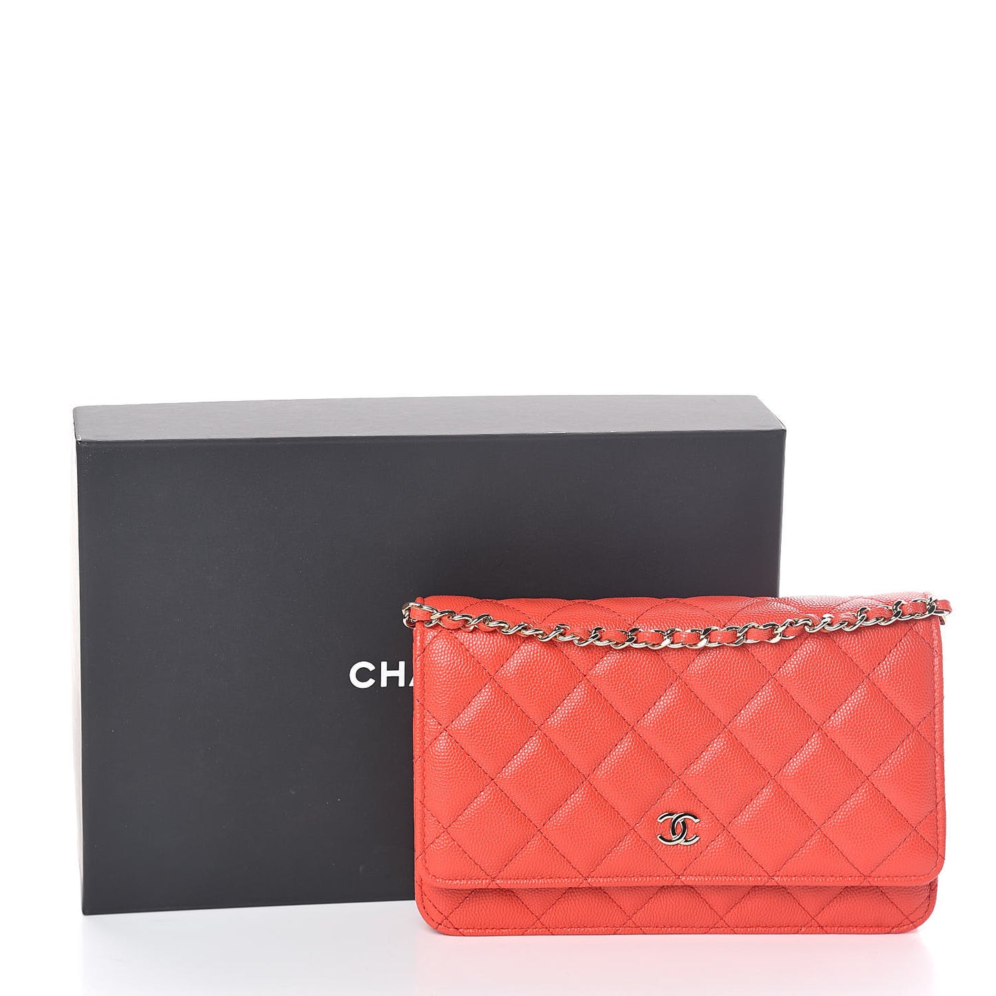 Caviar Quilted Wallet on Chain WOC Red